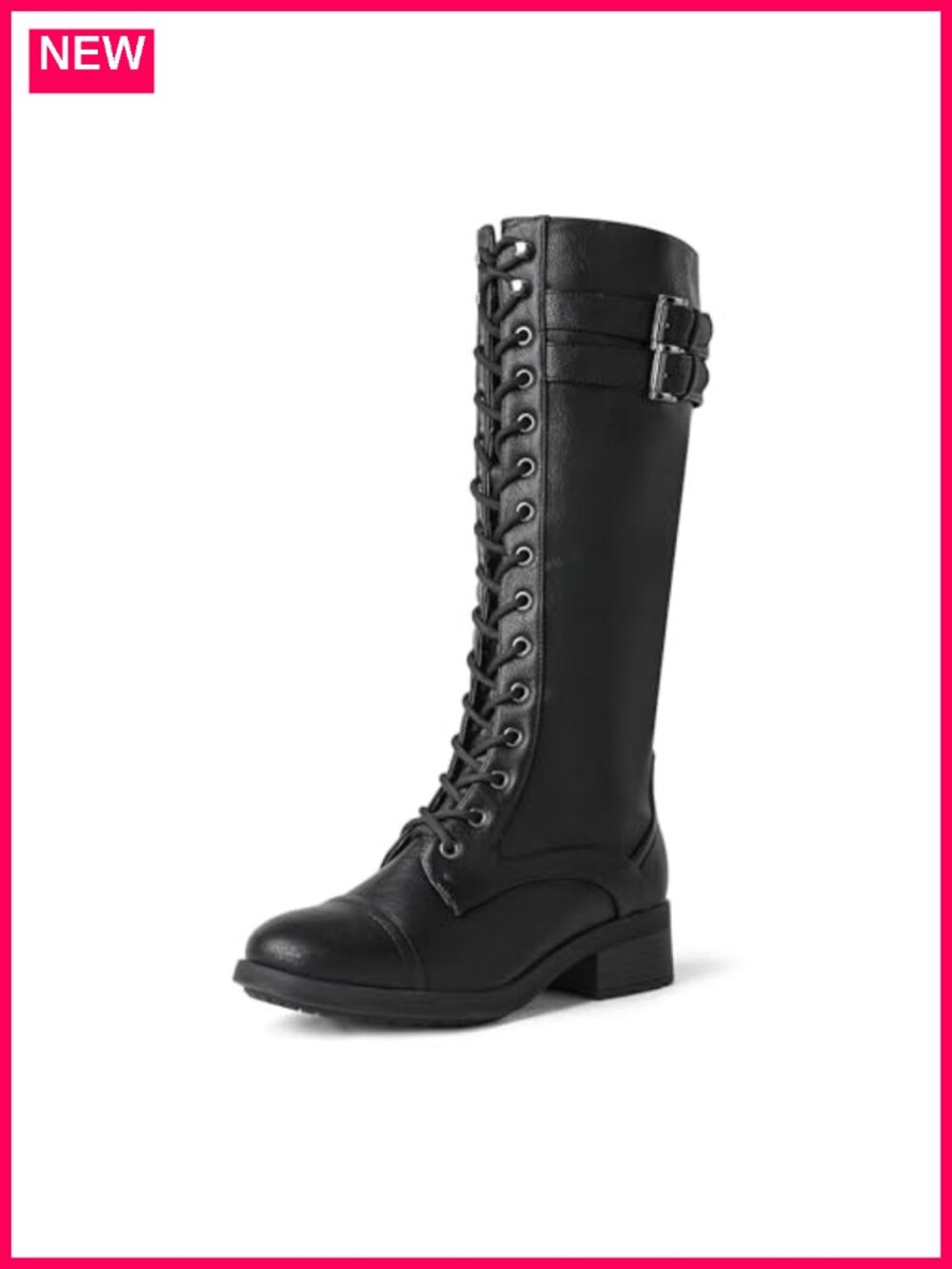 Women's Faux Leather Knee High Riding Combat Boots Faux Fur Lined